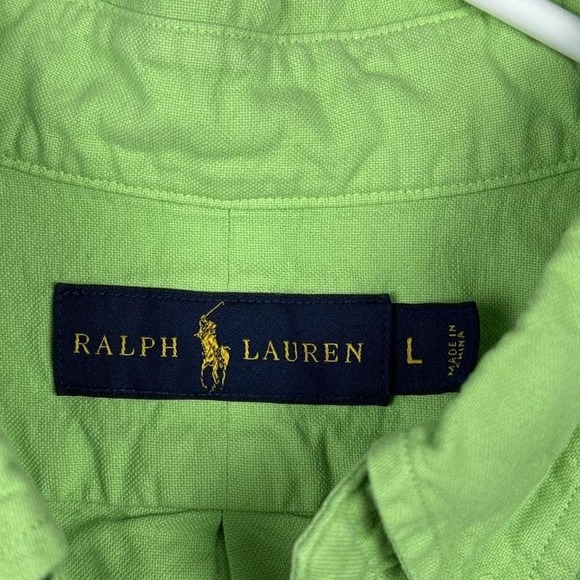 Ralph Lauren Shirt Mens Large Green Button Up Long Sleeve Pony Logo Casual - Picture 4 of 13